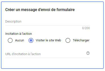 création message d'envoi de formulaire