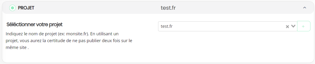 choix du projet et site sur linkima